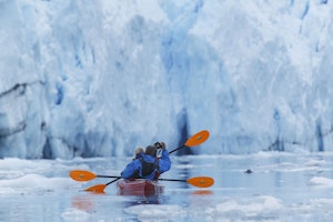 Kayaking near Barry Glacier in Prince William Sound photo by Ron Niebrugge with Cheesemans' Ecology Safaris