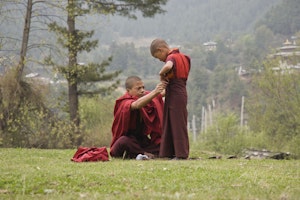 Bhutanese Monks in Bhutan photo by Debbie Thompson with Cheesemans' Ecology Safaris