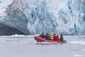 Zodiac cruising around Svaldbard photo by Scott Davis