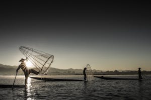 Inle Lake fishermen in Myanmar photo by Scott Davis with Cheesemans' Ecology Safaris