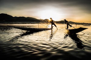 Inle Lake fishermen in Myanmar photo by Scott Davis with Cheesemans' Ecology Safaris