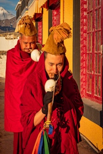 Monks Playing Horn© Grace Chen