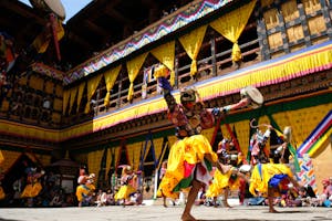 Bhutan Mask Dance Festival, Tsechu in Paro Dzong (Rinpung Dzong Monastery) Bhutan
