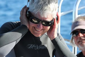 Listening to a male Humpback Whale "sing" via a hydrophone. Silver Bank.