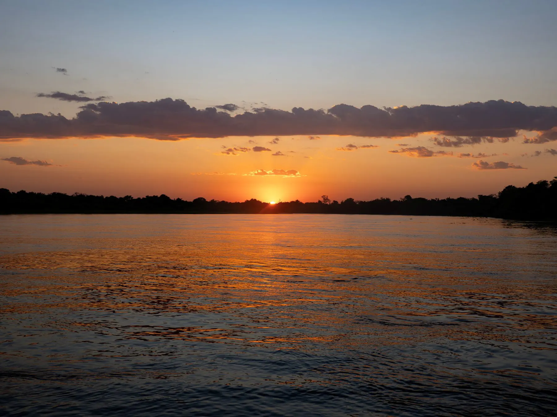 Sunset over the Pantanal wetlands